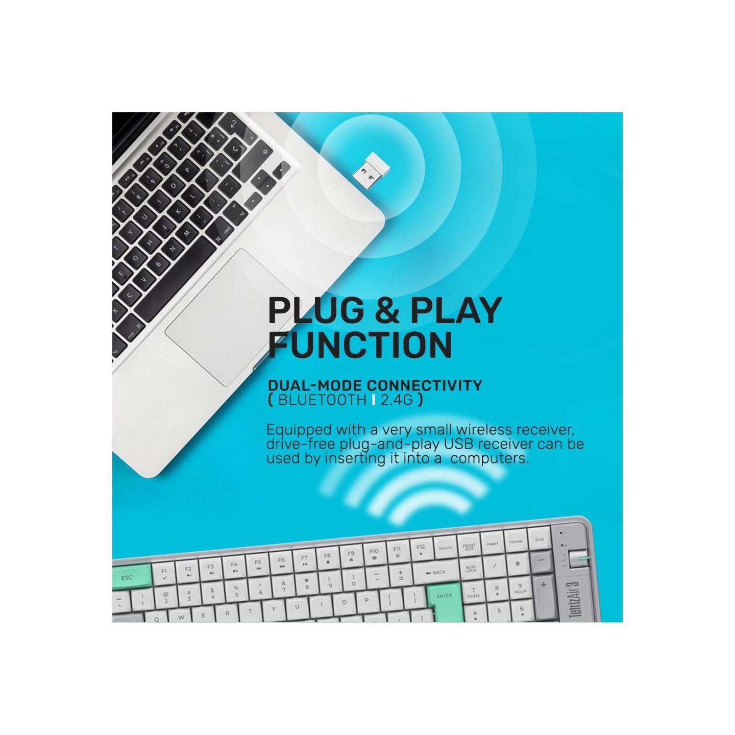 Alcatroz Tetriz Air 3 Wireless Keyboard 2.4G+BT Winter White (Boxed) — Buy in Cyprus with Fast Delivery