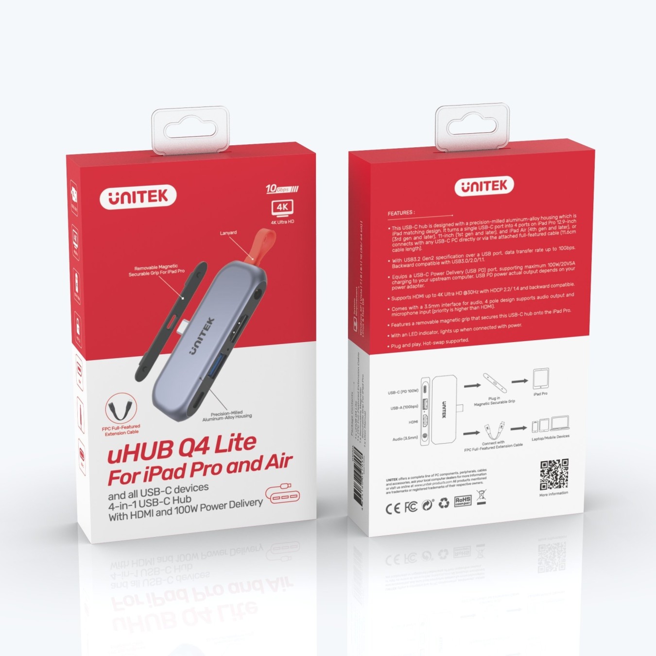 Unitek 4in1 Plugin USB-C Hub - D1070A - iPad Pro-Air — Buy in Cyprus with Fast Delivery