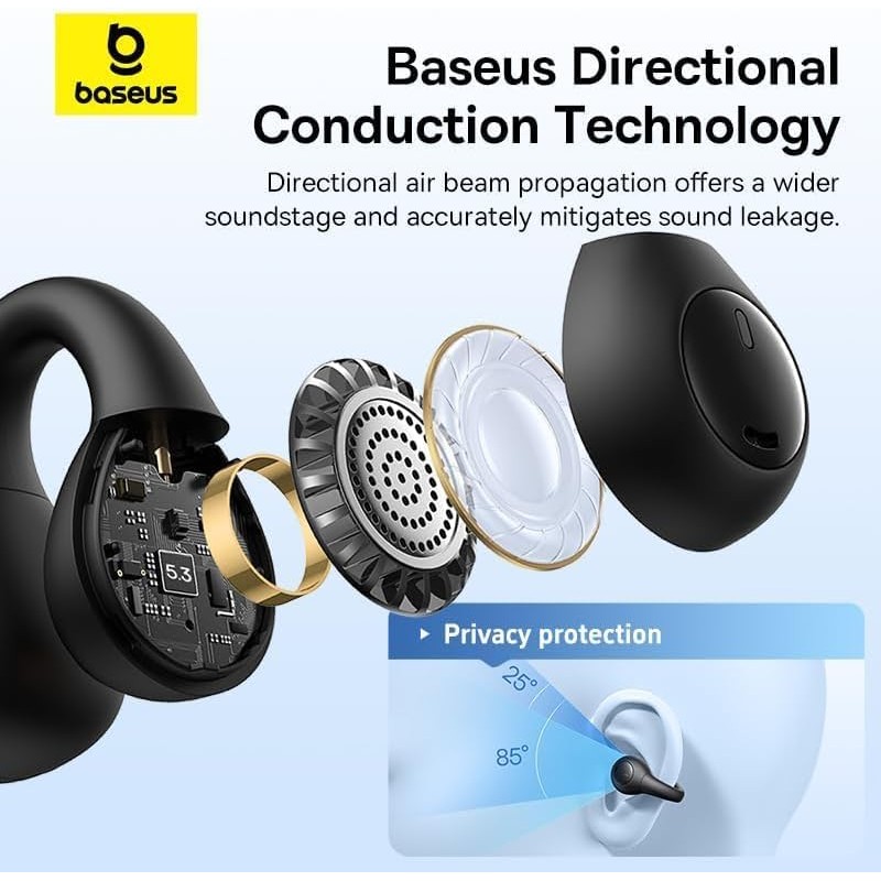 Buy Baseus Headphones Open Ear AirGo - AS01 - Black in Cyprus, Nicosia, Limassol, Larnaka, Pafos