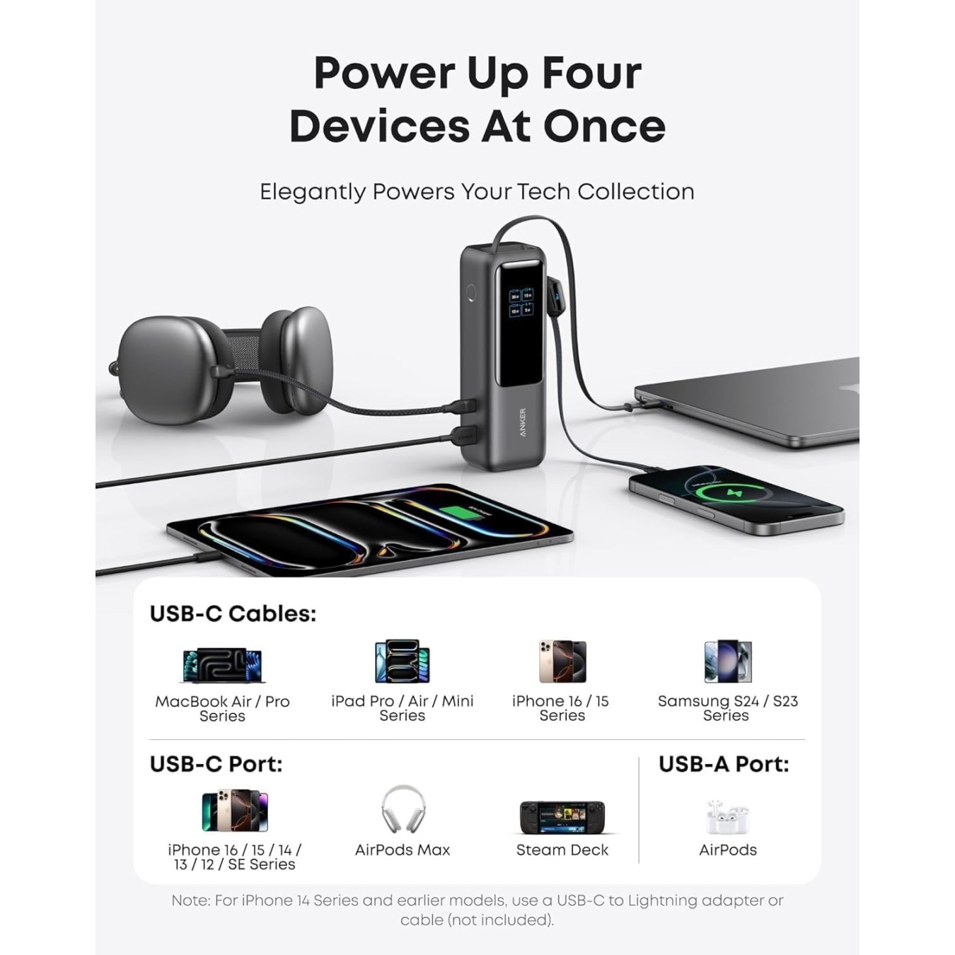 Anker Mobile Powerbank 25000 Prime - 165W Built-In and Retractable Cables — Buy in Cyprus with Fast Delivery