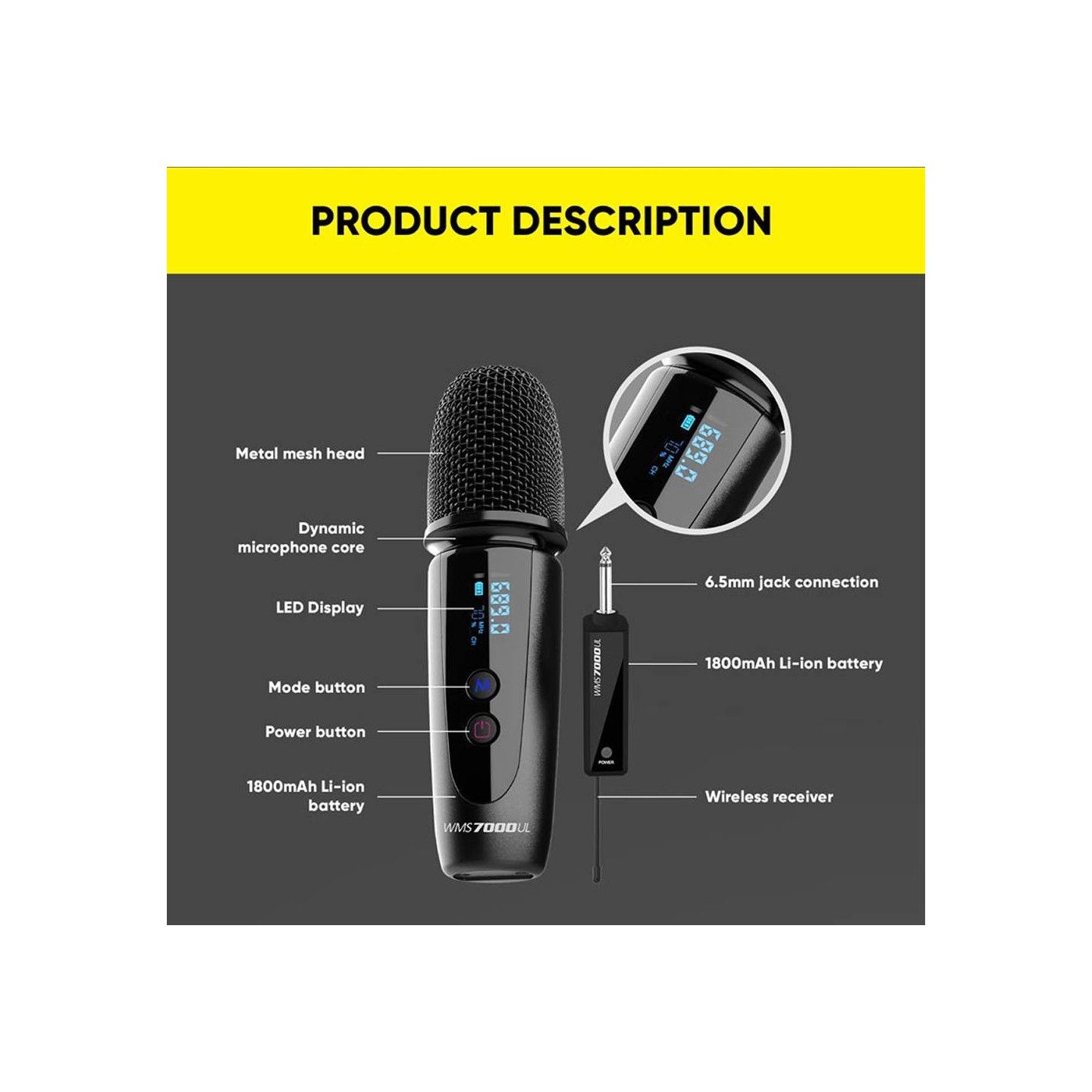 SonicGear Wireless Microphone - WMS 7000 UL - Wireless Microphone with receiver — Buy in Cyprus with Fast Delivery