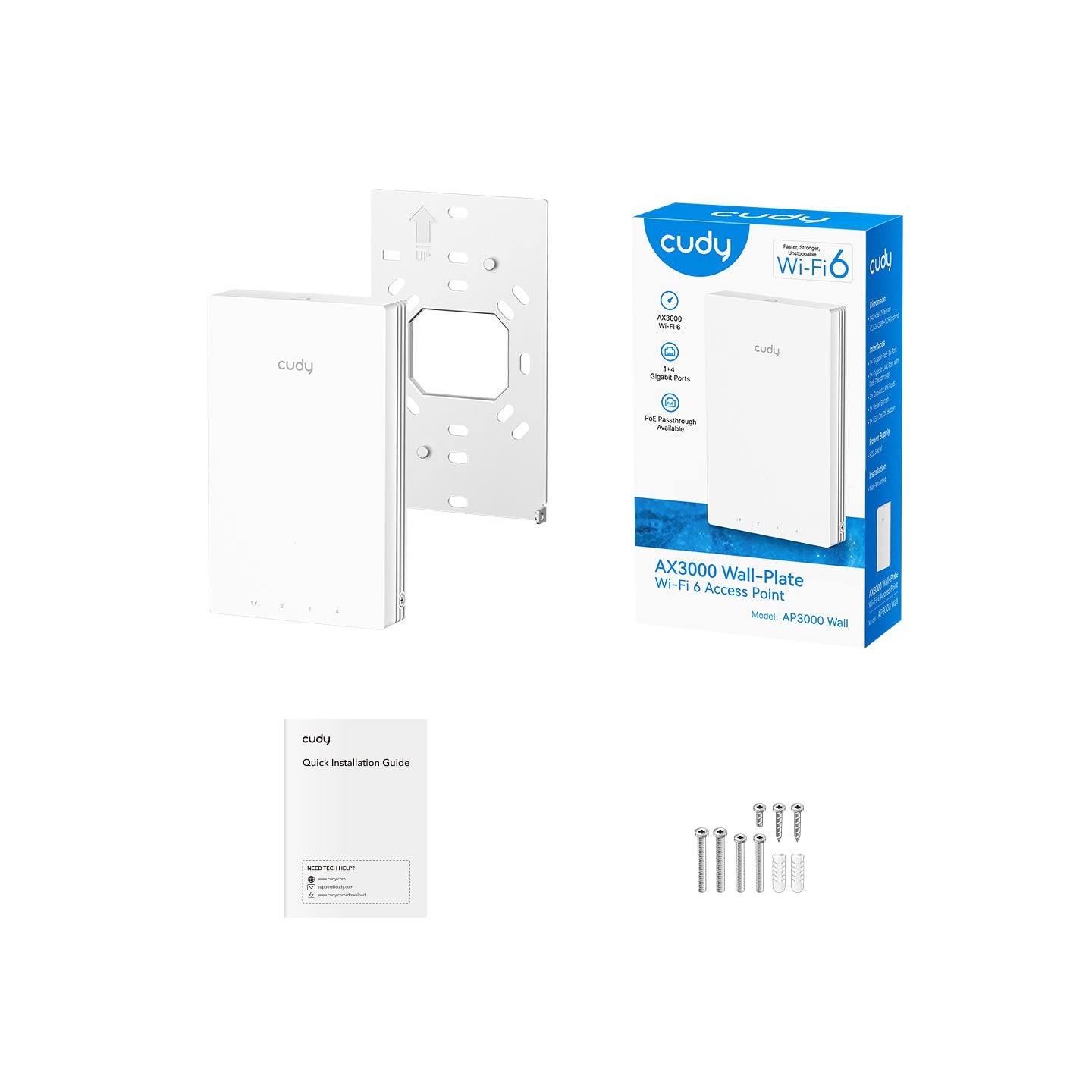 Cudy Access Point Wall-Plate - AX3000 - Dual Band Wi-Fi 6 AP3000 — Buy in Cyprus with Fast Delivery