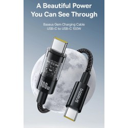 Buy Baseus Cable USB-C to USB-C Gem Series 100W 1.0m Black - USB-C to USB-C, 100... in Cyprus, Nicosia, Limassol, Larnaka, Pafos
