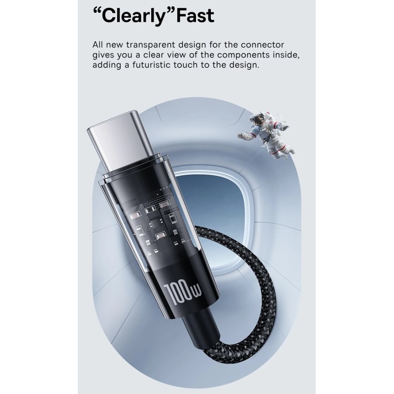 Buy Baseus Cable USB-C to USB-C Gem Series 100W 1.0m Black - USB-C to USB-C, 100... in Cyprus, Nicosia, Limassol, Larnaka, Pafos