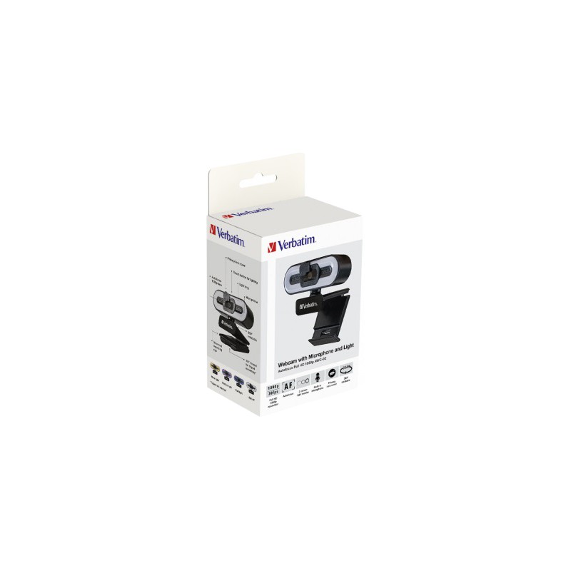 Buy Verbatim Webcam - AWC-02 - Full HD Autofocus with Microphone & Light in Cyprus, Nicosia, Limassol, Larnaka, Pafos