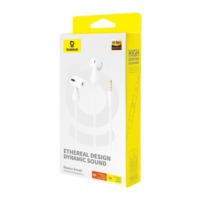 Buy Baseus Headphones - HZ20 - In Ear Wired 3.5mm HiRes White in Cyprus, Nicosia, Limassol, Larnaka, Pafos