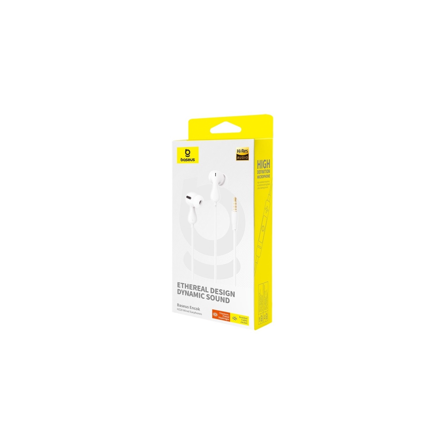 Baseus Headphones - HZ20 - In Ear Wired 3.5mm HiRes White — Buy in Cyprus with Fast Delivery
