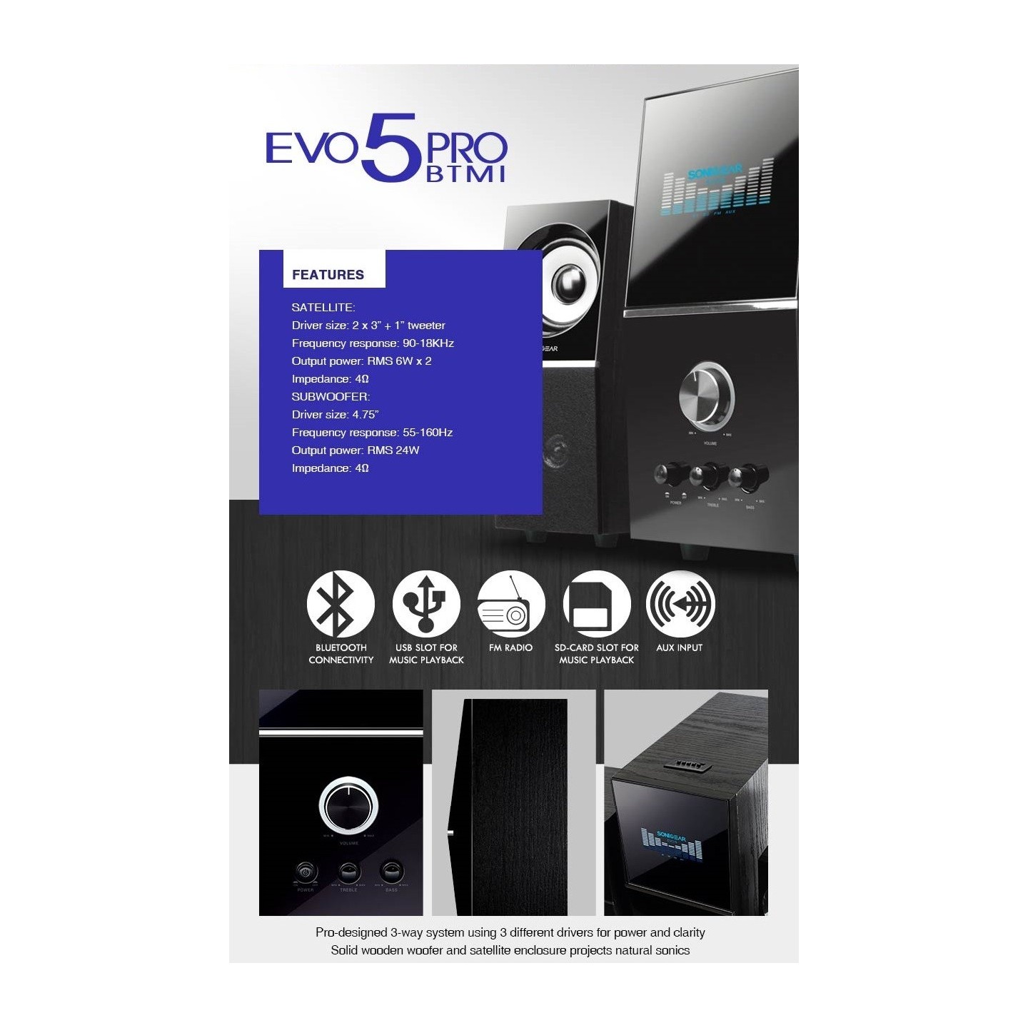 SonicGear EVO5 Pro - BTMI 2.1 - BT Speakers 72W — Buy in Cyprus with Fast Delivery