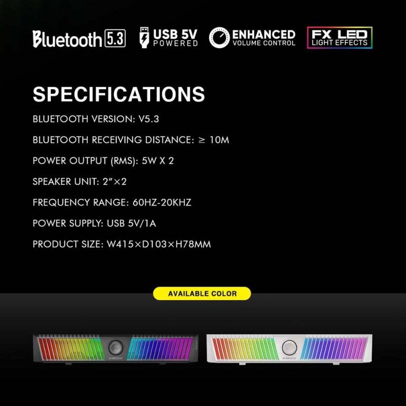 Buy SonicGear BT RGB Soundbar White - iOX Bar III - BT RGB Soundbar White in Cyprus, Nicosia, Limassol, Larnaka, Pafos