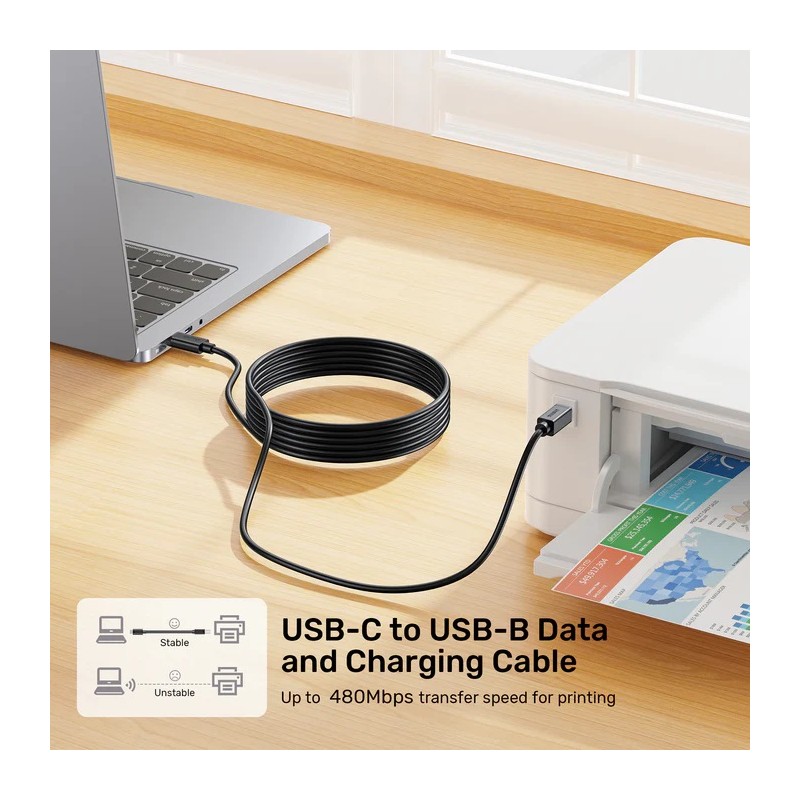 Buy Unitek USB-C 2.0 to USB-B Printer Cable - 3.0m in Cyprus, Nicosia, Limassol, Larnaka, Pafos