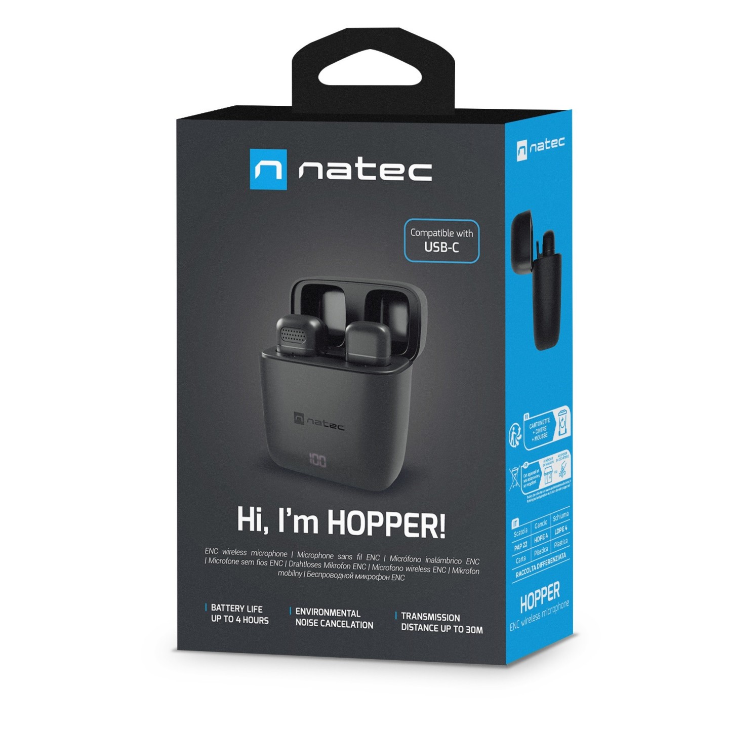 Natec Wireless Wearable Microphones for Contect Creators - USB-C HOPPER LAVALIER — Buy in Cyprus with Fast Delivery