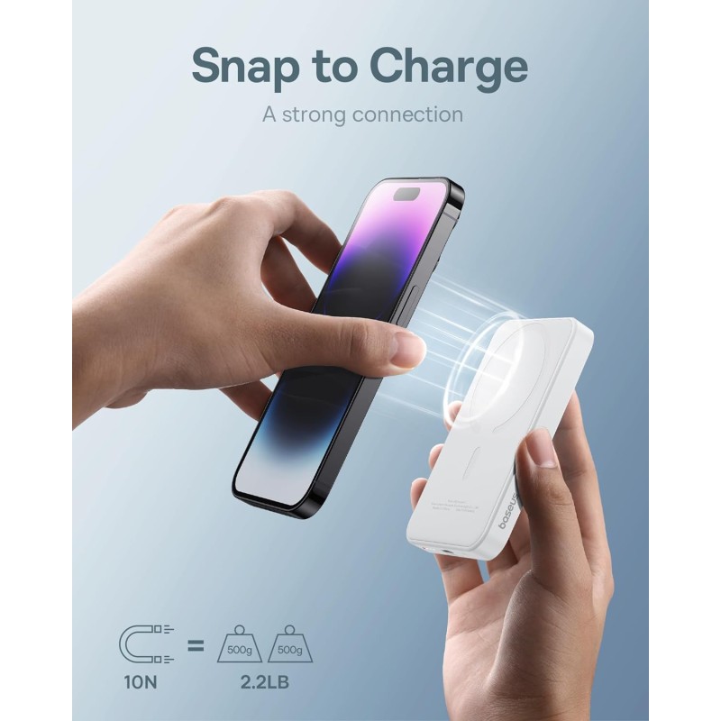 Buy Baseus Powerbank - 20W 5000mAh Magnetic Wireless White in Cyprus, Nicosia, Limassol, Larnaka, Pafos