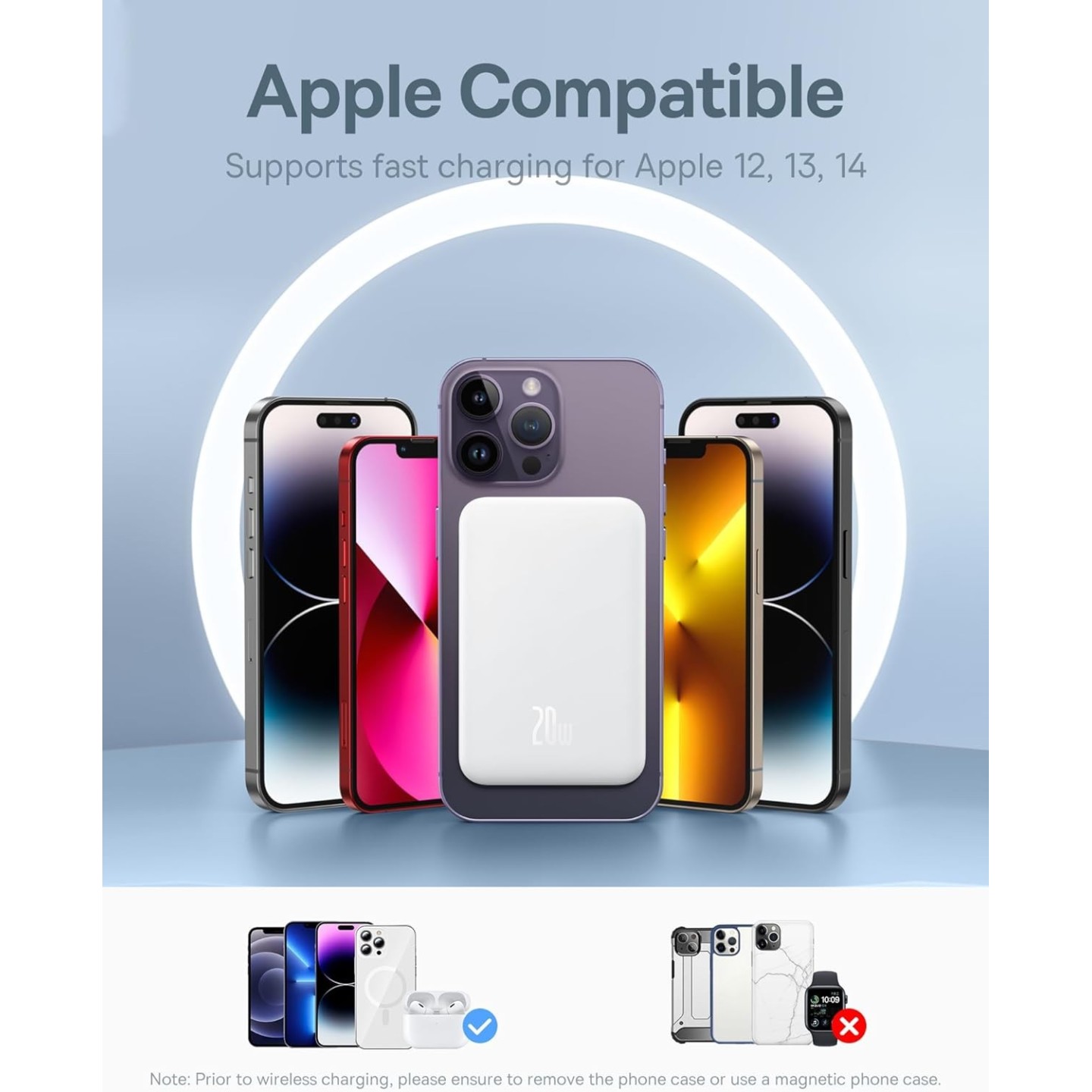 Baseus Powerbank - 20W 5000mAh Magnetic Wireless White — Buy in Cyprus with Fast Delivery