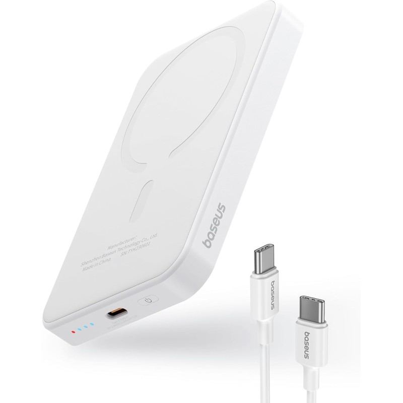 Buy Baseus Powerbank - 20W 5000mAh Magnetic Wireless White in Cyprus, Nicosia, Limassol, Larnaka, Pafos