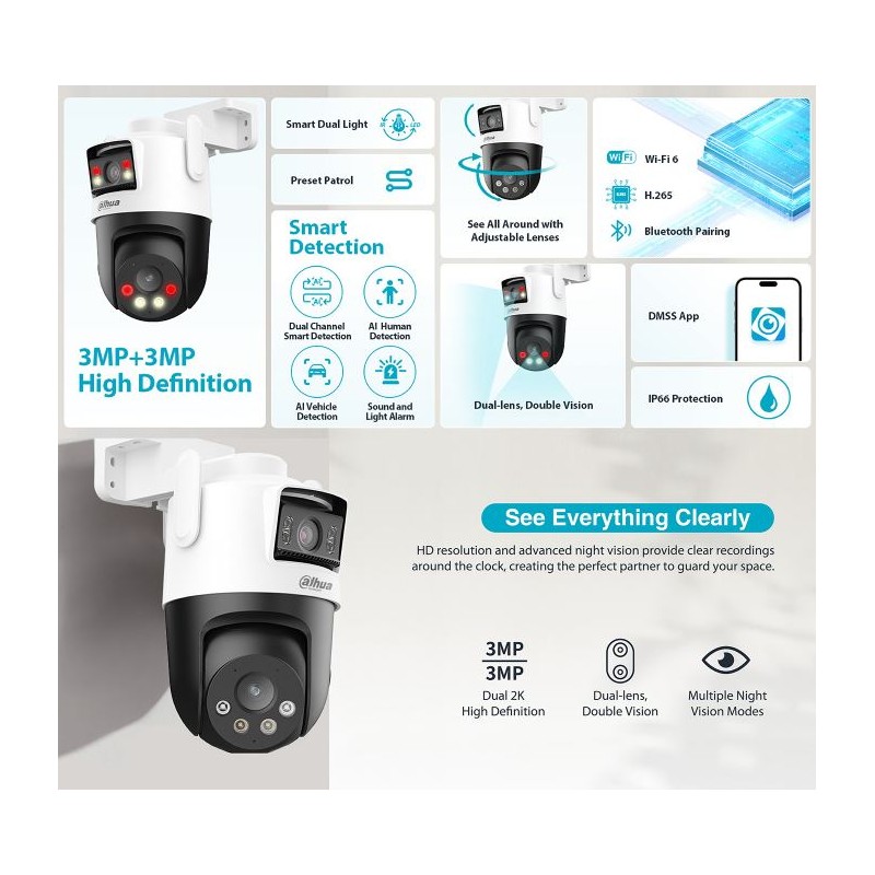 Buy Dahua IP 3.0MP Wifi PT Dual Illumination Dual-Lens - P3D-3F-PV - IP 3.0MP Wi... in Cyprus, Nicosia, Limassol, Larnaka, Pafos