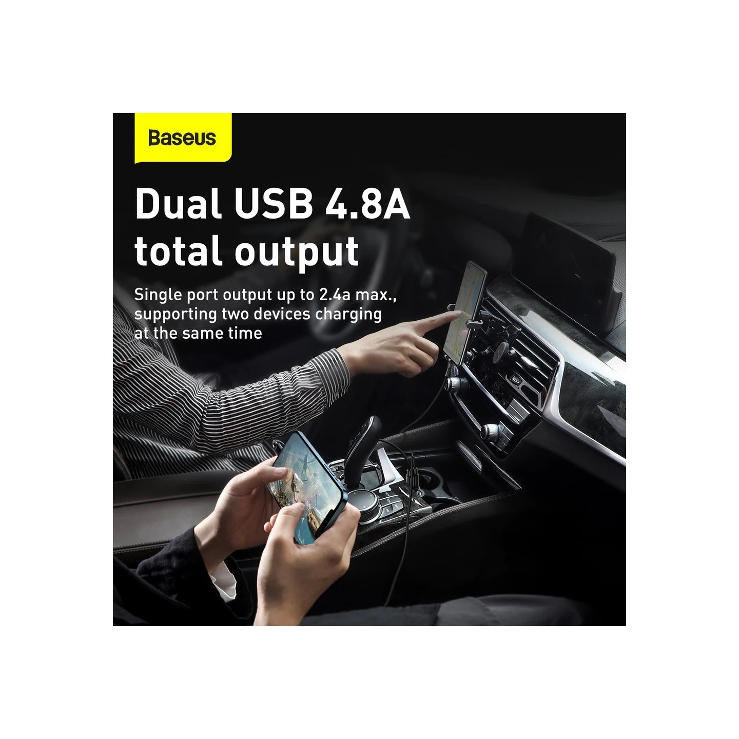 Baseus GRAIN Pro Car Charger - 4.8A Black — Buy in Cyprus with Fast Delivery