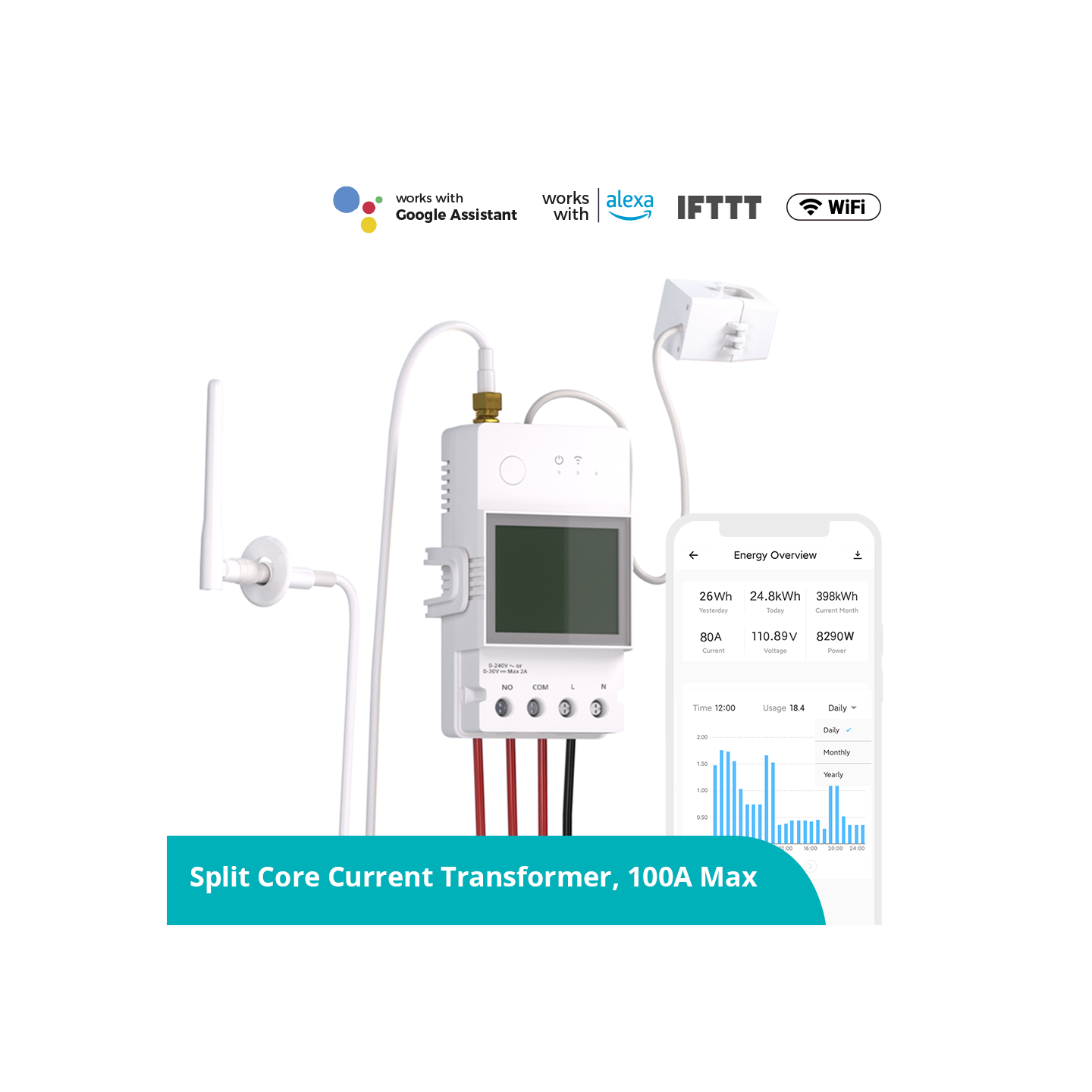 Sonoff WiFi Smart Switch - POWCT - with 100A Power Metering DC — Buy in Cyprus with Fast Delivery