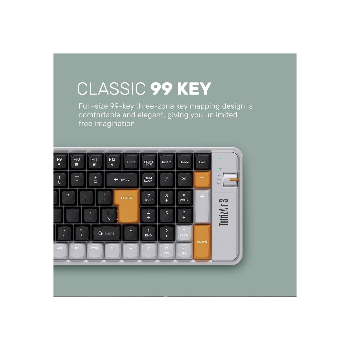 Alcatroz Tetriz Air 3 Wireless Keyboard 2.4G+BT 99-Key Summer White (Boxed) — Buy in Cyprus with Fast Delivery