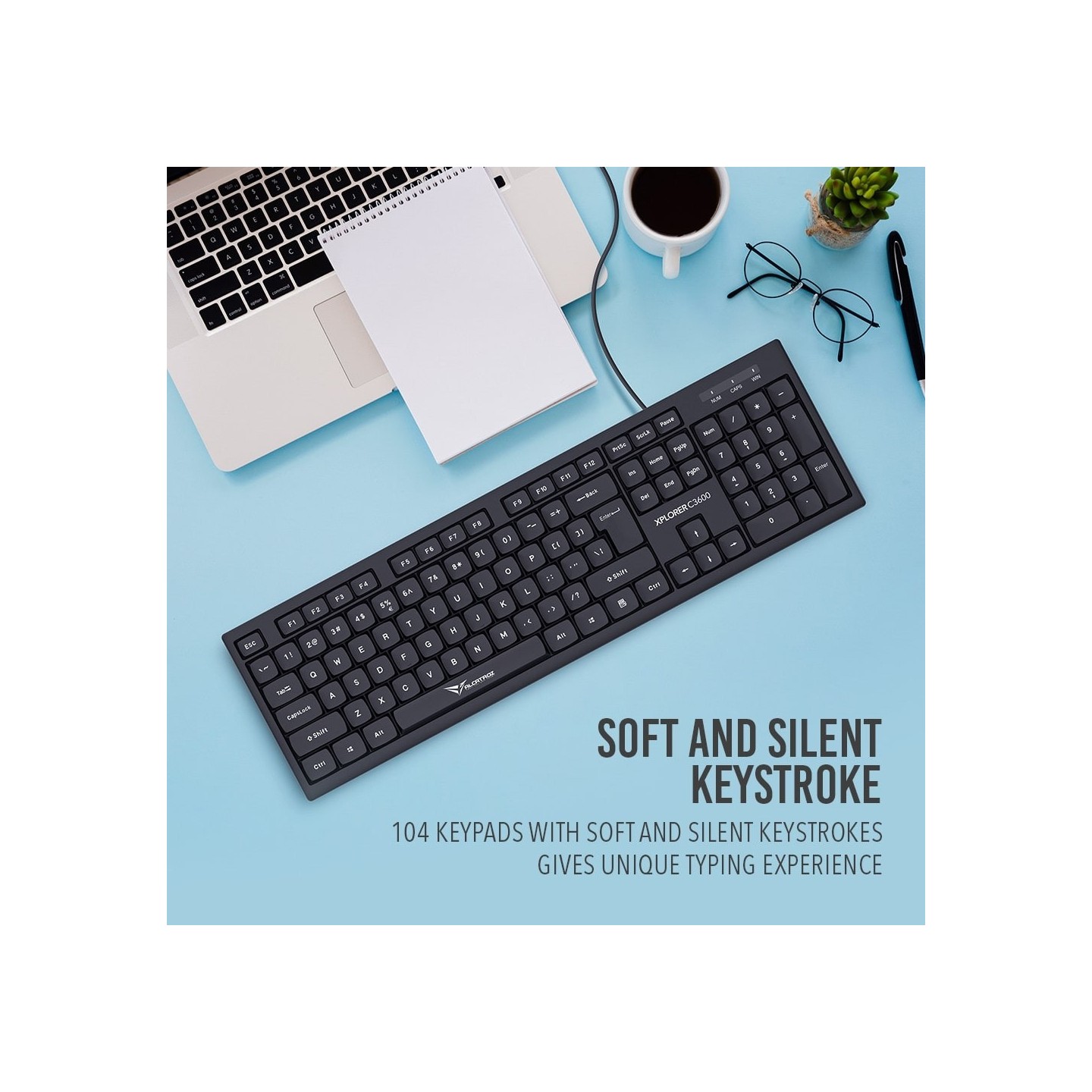 Alcatroz XPLORER C3600 Silent Black Wired Keyboard & Mouse Combo (Boxed) — Buy in Cyprus with Fast Delivery