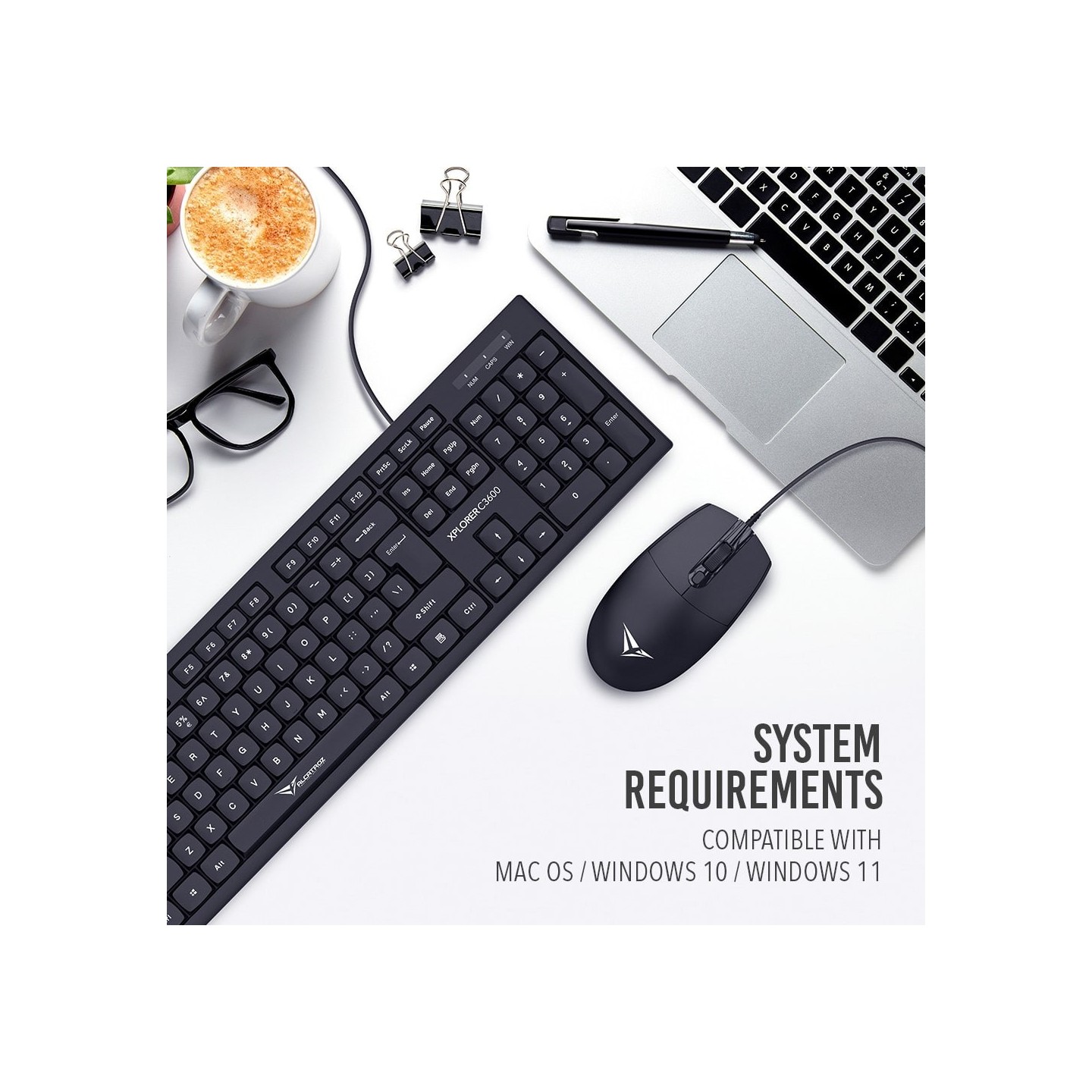 Alcatroz XPLORER C3600 Silent Black Wired Keyboard & Mouse Combo (Boxed) — Buy in Cyprus with Fast Delivery