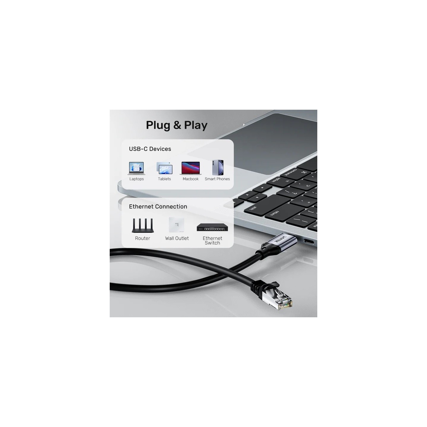 Unitek Converter - C18148AGY-1M - USB-C to Gigabit Ethernet Cable 1.0m — Buy in Cyprus with Fast Delivery