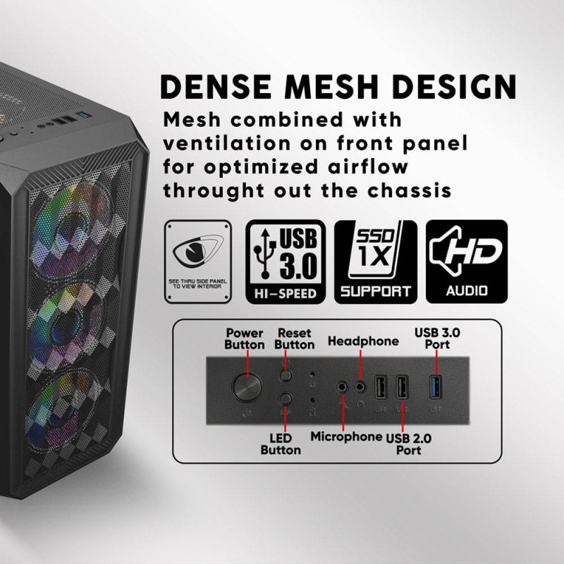 Buy Armaggeddon Gaming Case - TRITRON PRO 100 - ATX 4xARGB White in Cyprus, Nicosia, Limassol, Larnaka, Pafos