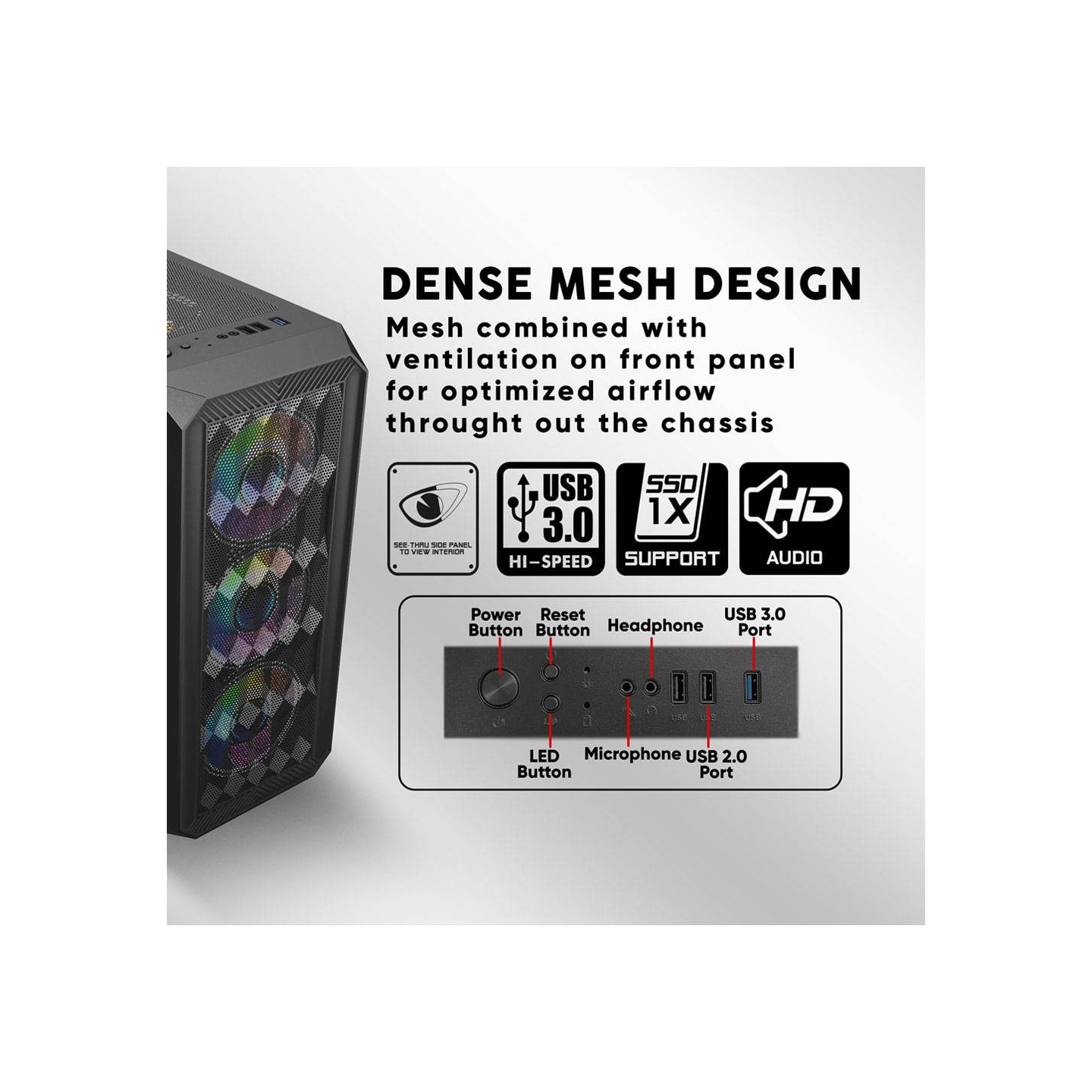 Armaggeddon Tritron Pro 100 ATX 4xARGB White PC Case (Boxed) — Buy in Cyprus with Fast Delivery