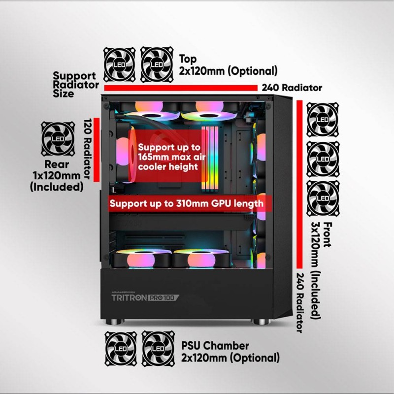 Buy Armaggeddon Gaming Case - TRITRON PRO 100 - ATX 4xARGB White in Cyprus, Nicosia, Limassol, Larnaka, Pafos