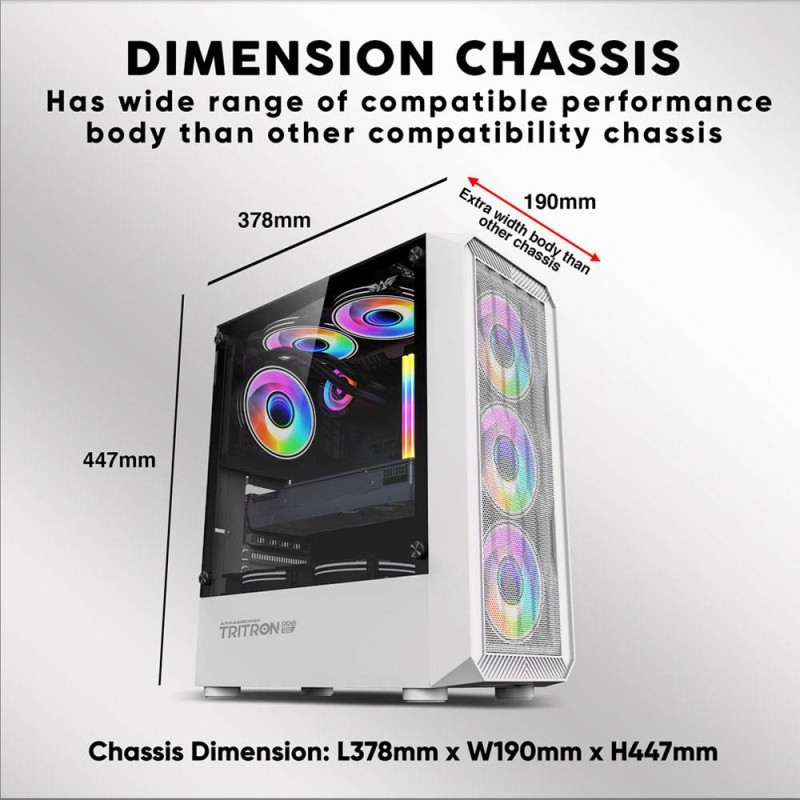 Buy Armaggeddon Gaming Case - TRITRON PRO 100 - ATX 4xARGB White in Cyprus, Nicosia, Limassol, Larnaka, Pafos