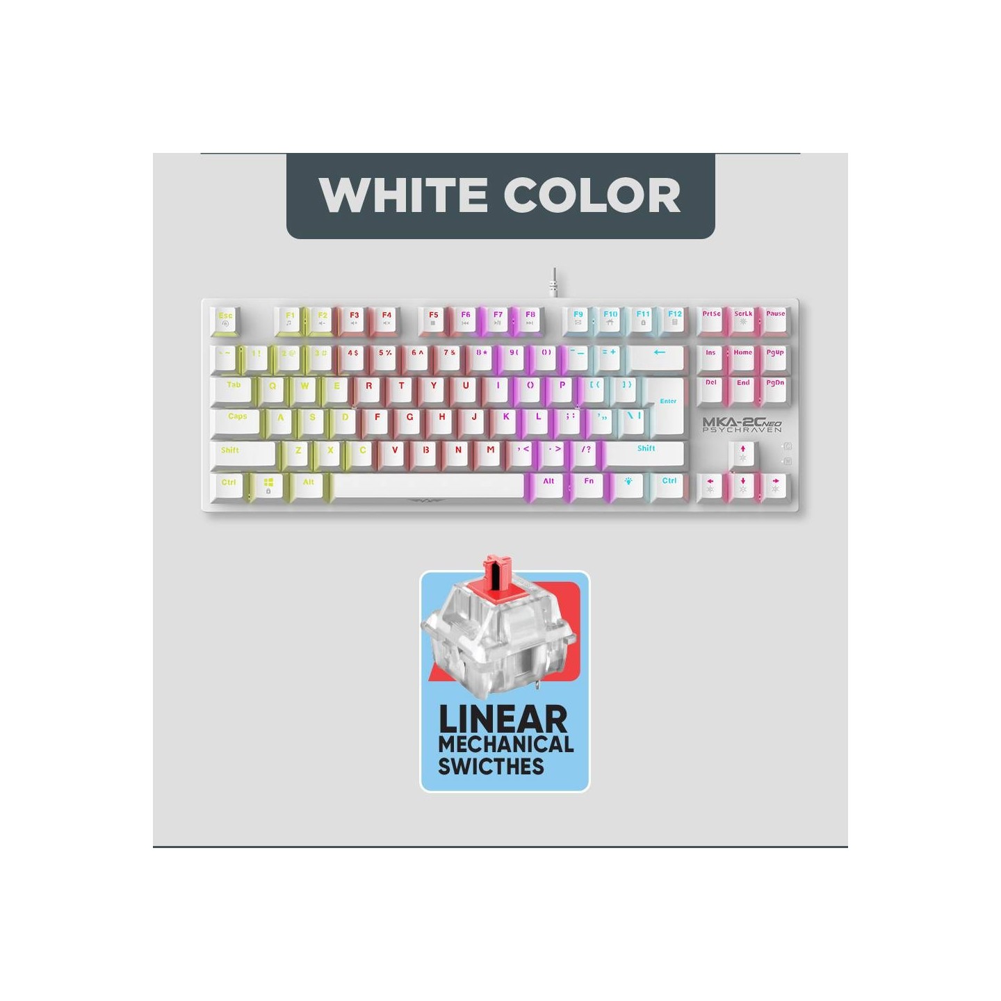 Armaggeddon MKA-2C NEO White 87-Key Linear Red Mechanical Gaming Keyboard (Boxed) — Buy in Cyprus with Fast Delivery
