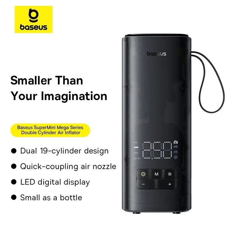 Buy Baseus Car Inflator Pump - Wireless SUPER MINI MEGA Double Cylinder in Cyprus, Nicosia, Limassol, Larnaka, Pafos