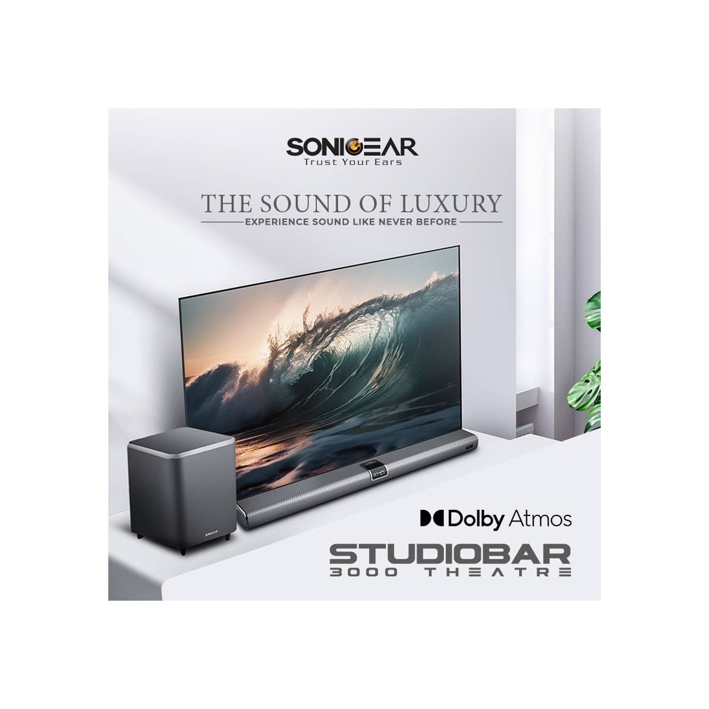SonicGear Soundbar - STUDIOBAR 3000 - Dolby Atmos 700W 5.1.2 Soundbar Incl 2xUHF Wireless Microphones 3xHDMI,BT,USB