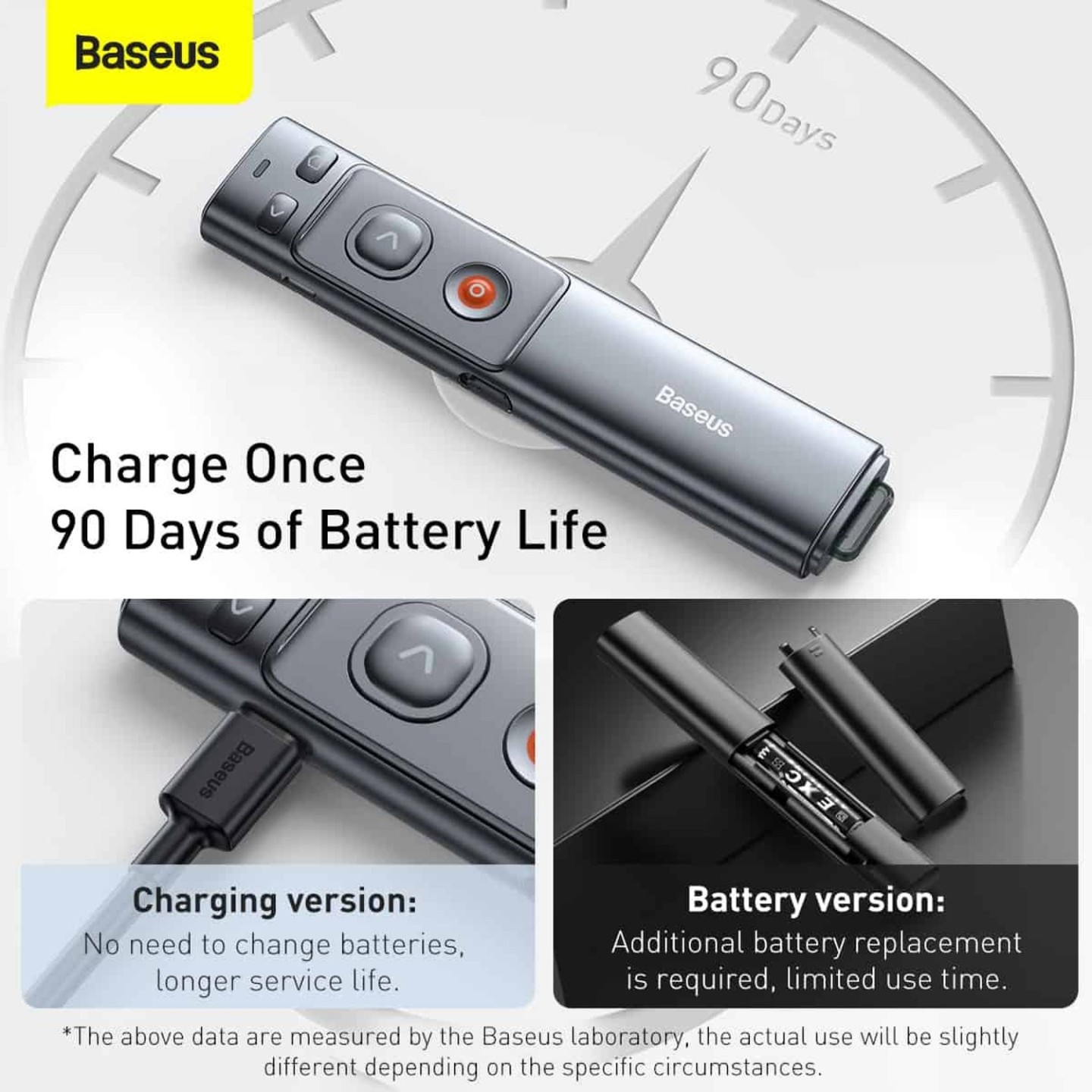 Baseus VA Wireless Laser Presenter - Orange Dot - Rechargeable — Buy in Cyprus with Fast Delivery