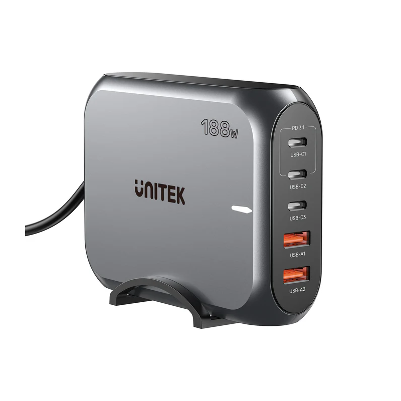Buy Unitek Charge Desktop 188W 5-Port PD3.1 GaN Station - P1234A - 140W (UK) in Cyprus, Nicosia, Limassol, Larnaka, Pafos
