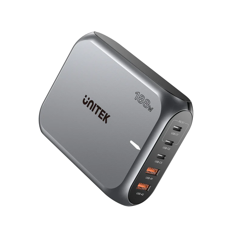 Buy Unitek Charge Desktop 188W 5-Port PD3.1 GaN Station - P1234A - 140W (UK) in Cyprus, Nicosia, Limassol, Larnaka, Pafos