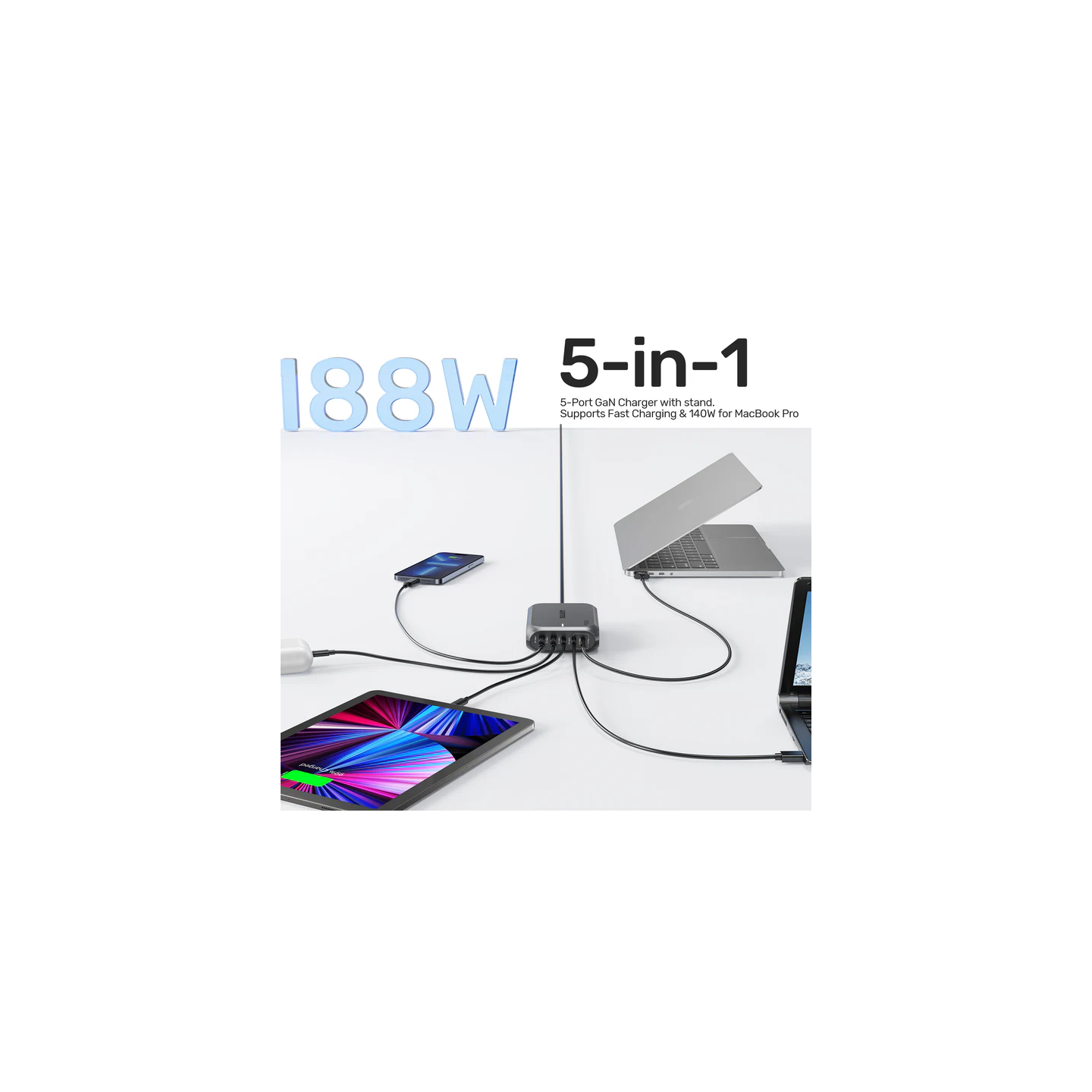 Unitek Charge Desktop 188W 5-Port PD3.1 GaN Station - P1234A - 140W (UK) — Buy in Cyprus with Fast Delivery