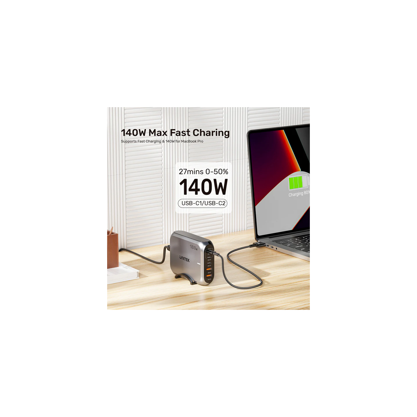 Unitek Charge Desktop 188W 5-Port PD3.1 GaN Station - P1234A - 140W (UK) — Buy in Cyprus with Fast Delivery