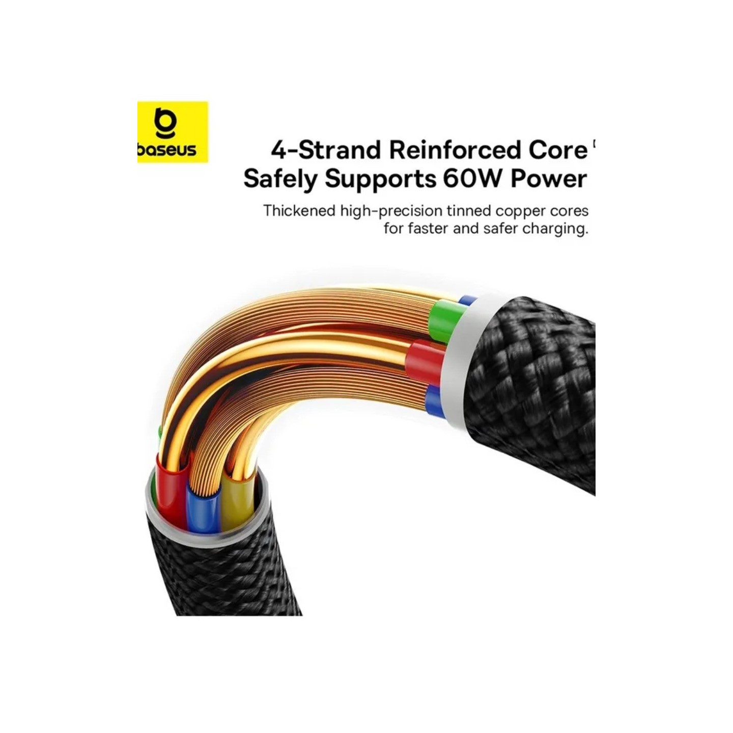 Baseus Dura Series USB-A to USB-C 60W Braided Cable 2m Black+Red (Boxed) — Buy in Cyprus with Fast Delivery