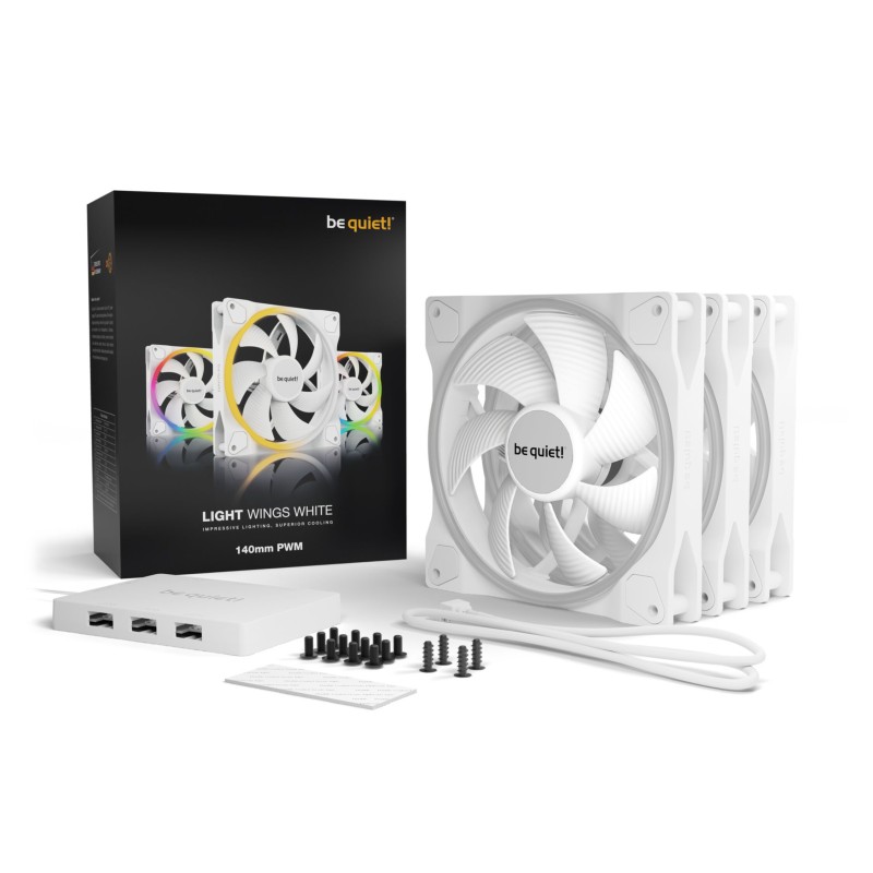Buy Be Quiet Light Wings 140mm PWM - 3-Pack White ARGB Fans, 4-pin PWM, 1500 RPM in Cyprus, Nicosia, Limassol, Larnaka, Pafos