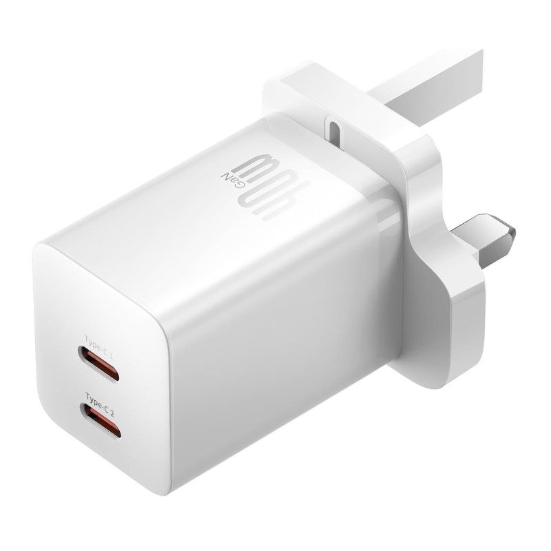 Buy Baseus Charger Wall 40W USB-Cx2 UK MINI White - GaN5 - 40W USB-Cx2 UK MINI W... in Cyprus, Nicosia, Limassol, Larnaka, Pafos