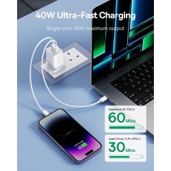 Buy Baseus Charger Wall 40W USB-Cx2 UK MINI White - GaN5 - 40W USB-Cx2 UK MINI W... in Cyprus, Nicosia, Limassol, Larnaka, Pafos