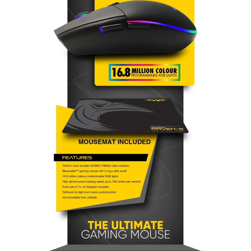 Buy Armaggeddon Pro-Gaming Mouse with Free Mousepad - Raven 3 - Pro-Gaming Mouse... in Cyprus, Nicosia, Limassol, Larnaka, Pafos