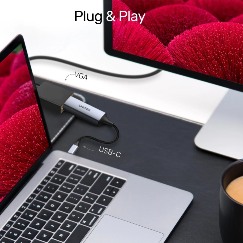 Buy Unitek Converter USB-C to VGA - V1413A - Aluminium Braided in Cyprus, Nicosia, Limassol, Larnaka, Pafos