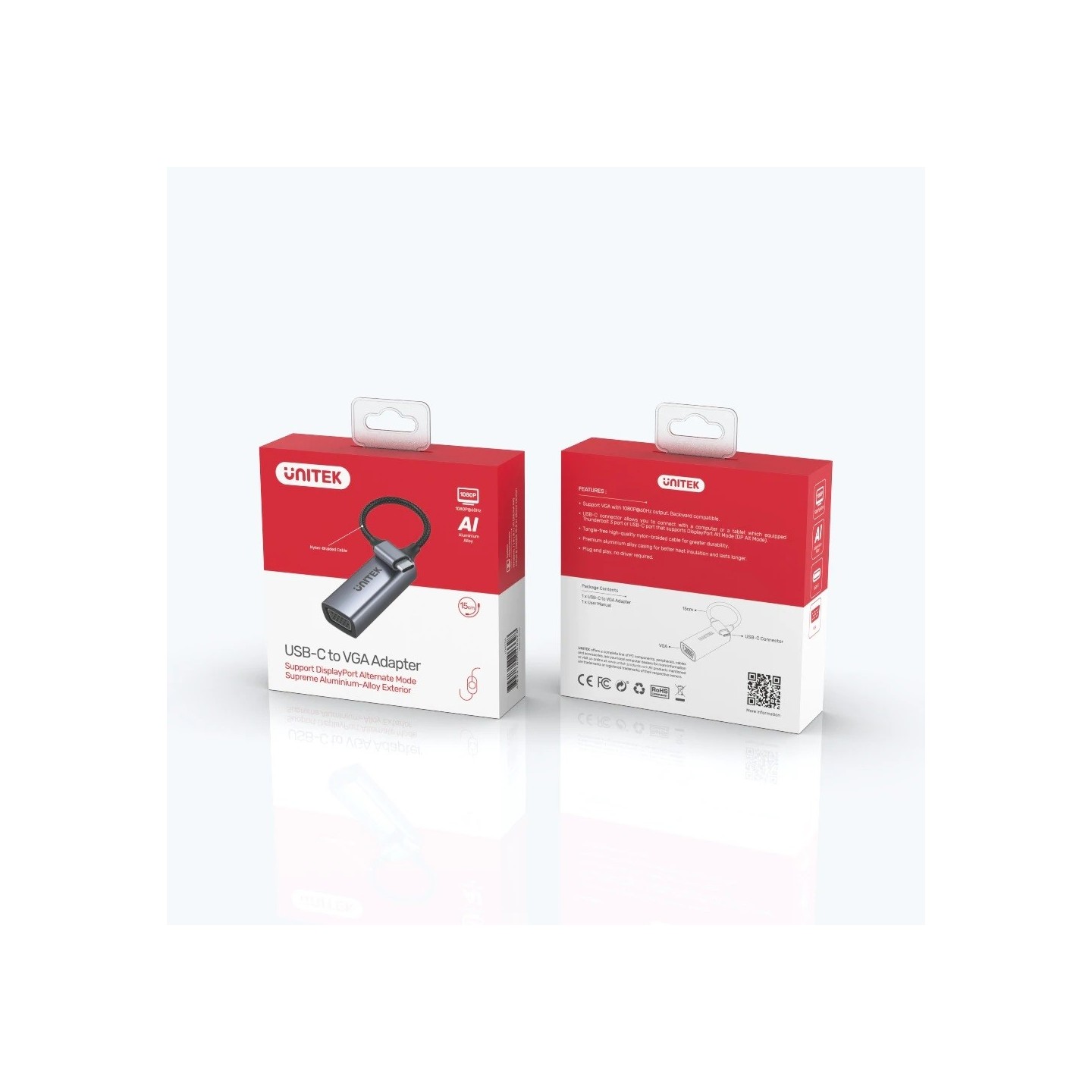 Unitek Converter USB-C to VGA - V1413A - Aluminium Braided — Buy in Cyprus with Fast Delivery