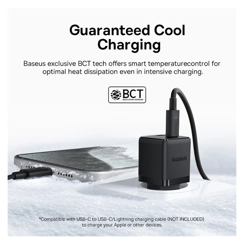 Buy Baseus Charger Wall 20W USB-C USB-A PALM Series EU Black - 20W, USB-C, USB-A... in Cyprus, Nicosia, Limassol, Larnaka, Pafos