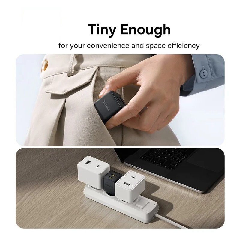 Buy Baseus Charger Wall 20W USB-C USB-A PALM Series EU Black - 20W, USB-C, USB-A... in Cyprus, Nicosia, Limassol, Larnaka, Pafos