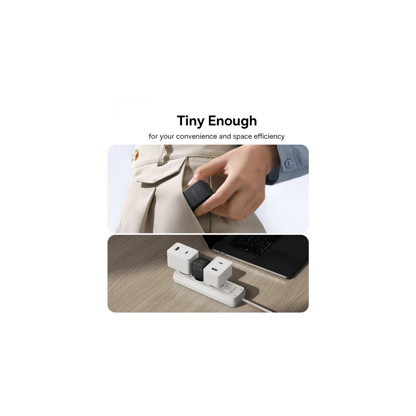 Baseus Charger Wall 20W USB-C USB-A PALM Series EU Black - 20W, USB-C, USB-A, PALM Series, EU, Black