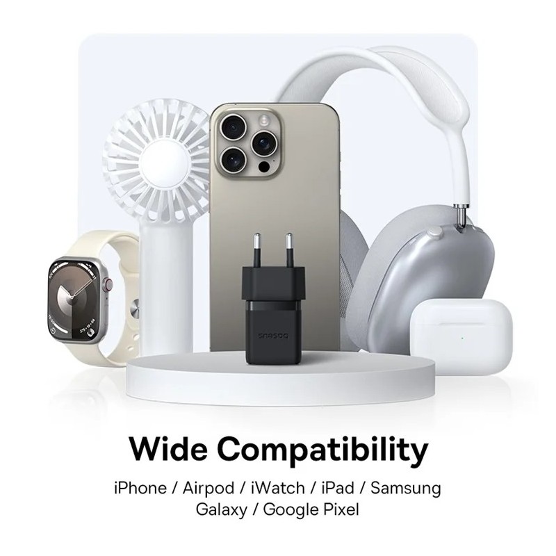 Buy Baseus Charger Wall 20W USB-C USB-A PALM Series EU Black - 20W, USB-C, USB-A... in Cyprus, Nicosia, Limassol, Larnaka, Pafos