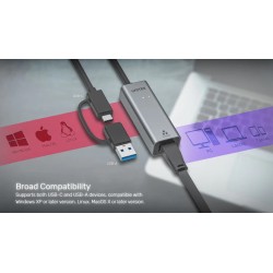 Buy Unitek Converter - U1313C - USB-C to LAN 2.5Gb Ethernet+USB-A in Cyprus, Nicosia, Limassol, Larnaka, Pafos