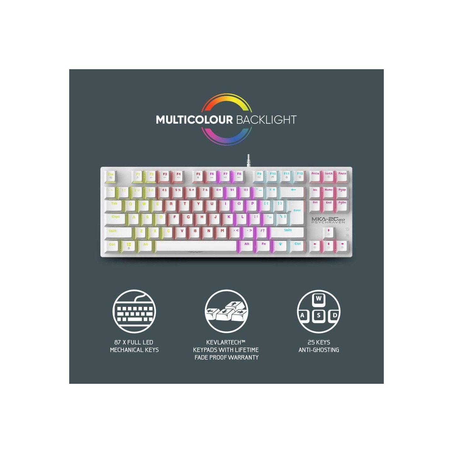 Armaggeddon Neo White MKA-2C 87-Key Brown Mechanical Gaming Keyboard (Boxed) — Buy in Cyprus with Fast Delivery